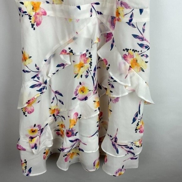 Parker Dress Womens Medium White Floral Mini Dress Tropical Lightweight - Picture 11 of 13